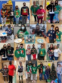 Staff and students participate in ugly sweater day!